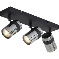 QAZQA Spot de plafond noir avec verre fumé 3 lumières rotatif et inclinable - Gianni