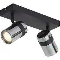 QAZQA Spot de plafond noir avec verre fumé 2 lumières rotatif et inclinable - Gianni