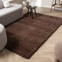 Studio Clarice Tapis de luxe à poils longs - Yves Marron | 160x230 cm | Rectangulaire | Pile haute