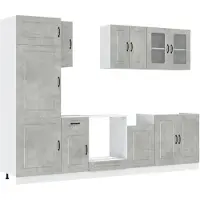 vidaXL Ensemble d'armoires de cuisine Kalmar 8 pièces gris béton matériau bois