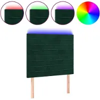 vidaXL Tête de lit LED vert foncé 100x5x118/128 cm velours