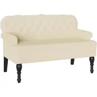 vidaXL Banc Chesterfield Crème 119.5 X 64.5 X 75 Cm Cuir Synthétique