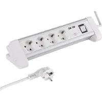Q-Link Multiprise 4 prises avec USB et interrupteur – fixation bureau