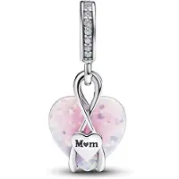 Pandora Pendentif Maman Coeur Opalin, (Argent sterling 925, Opale Synthétique, Zircone)