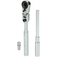 Ks Tools Werkzeuge-Maschinen GmbH Jeu de cliquets réversibles 1/4" à embouts articulés avec adaptateur pour douilles, 3 pièces (918.1590)