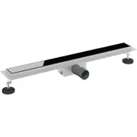 vidaXL Drain de Douche avec Couverture en Verre Noir 70 cm