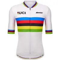 Santini Uci World Champion 2025 Short Sleeve Jersey Blanc XS Homme