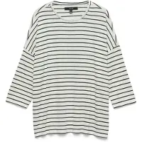 Vero Moda Pull Manches 3/4 Brianna Marinière Oversize Blanc Femme Vero Moda