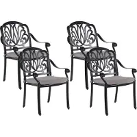 Beliani Ensemble de 4 chaises de jardin noires en aluminium avec assises en polyester pour l'extérieur, style vintage rétro, jardin, terrasse