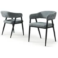 En.casa Chaise de salle à manger « Kohlmand », lot de 2, rembourrée, tissu gris foncé
