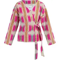 IZIA Cardigan beige clair / turquoise / jaune foncé / magenta