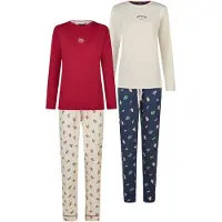 Happy Shorts Pyjama 'Christmas' bleu foncé / émeraude / bordeaux / blanc cassé