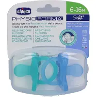 Chicco Sucettes physiologiques PHYSIOFORMA SOFT, BLUE, silicone, 2 pcs - 6-16m (2x, 6 - 16 Mois)