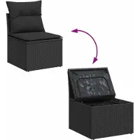 vidaXL Ensemble de canapé de jardin avec coussins 11 pcs noir poly rotin