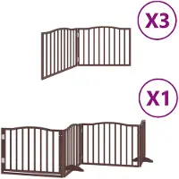 vidaXL Porte pour chien 10 pièces avec porte Pliable Marron 800 cm Bois de peuplier