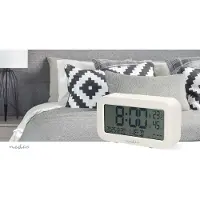 Nedis Réveil numérique de bureau, écran LCD, fonction répétition, minuterie, blanc