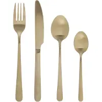 Secret De Gourmet SG Secret de Gourmet Service de couverts Green Harmony 24 pcs, Couverts pour 6 personnes, Acier inoxydable, Doré, 173746