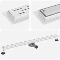 vidaXL Évacuation de douche 2-en-1 avec siphon à 360° Argenté 100 cm