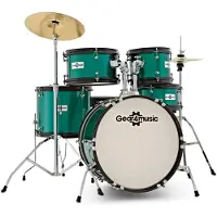 Gear4Music Junior 5 Piece Drum Kit by Green