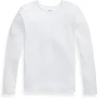 Ralph Lauren pour fille. 313841122030 T-shirt en jersey de coton à manches longues blanc ((S) 7años= 130/134cm), Casuel, Manche longue,