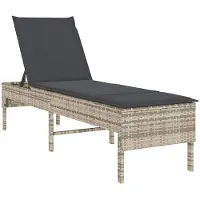vidaXL Chaise longue avec support gris clair 55x200x44 cm Poly rotin