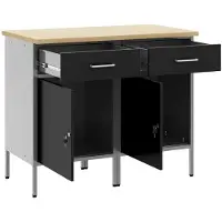 vidaXL Établi avec tiroirs 2 pcs noir et gris 100 x 55 x 85 cm