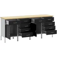 vidaXL Établi avec tiroirs 4 pcs noir et gris 200 x 55 x 85 cm