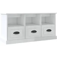 vidaXL Armoire TV blanc brillant 100x35x50 cm Bois composite