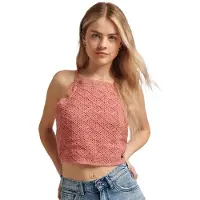 Superdry Vintage Crop Crochet Sleeveless Top Rose XS Femme