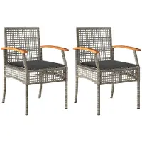 vidaXL Chaises de jardin avec coussins 2 pcs. Gris Poly Rotin Acacia