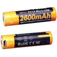 Fenix Light ARB-L18-2600U 18650 accu avec port micro USB, 2600 mAh