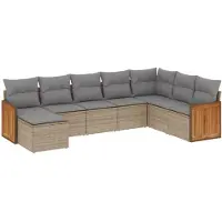 vidaXL Ensemble de jardin canapé 8 pièces avec coussins Beige Poly Rattan