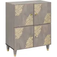 vidaXL Buffet gris et or 60 x 33 x 75 cm bois massif mangue