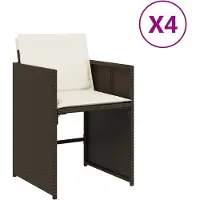 vidaXL Chaises de jardin avec coussins 4 pcs. Marron Poly Rattan