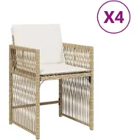 vidaXL Chaises de jardin avec coussins 4 pcs. Beige Poly Rattan