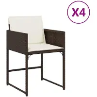 vidaXL Chaises de jardin avec coussins 4 pcs. Marron Poly Rattan