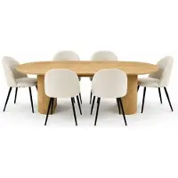 Ebuy24 Kyoto ensemble de table à manger table 100x210cm nature, 6 chaises velours beige.