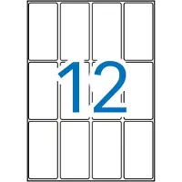 APLI Paper - Adhésif - Blanc - 34 X 67 Mm 180 Unités (15 Feuille(S) X 12 Étiquettes