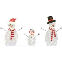 vidaXL Famille de bonhommes de neige éclairés 3 pcs Blanc chaud