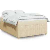 vidaXL Lit boxspring avec matelas Crème 160x200 cm Tissu