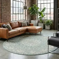FRAAI Tapis rond vintage - Wonder Oriental Vert | Ø 120 cm | Rond | Pile courte