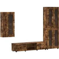 vidaXL Ensemble de meubles TV FLORIN, 3 pièces, en bois composite imitation chêne fumé