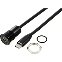 TRU COMPONENTS USB-C (3.1) Buchse/Stecker 1 m Kabel schwarz TC-13376328 Inha, Câble + prise électronique, Noir