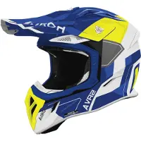 Airoh Aviator Ace 2 Shield, casque de motocross ,Bleu/Blanc/Jaune Néon ,XL