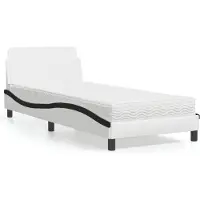 vidaXL Lit avec matelas "Dover" blanc et noir 80x200 cm simili-cuir