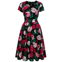 Hell Bunny Robe longue Rockabilly de - Paint Me Roses - Robe - XS - S - pour Femme - multicolore - Taille S