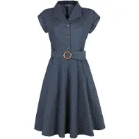 Banned Retro Robe mi-longue Rockabilly de - Robe Moulante Évasée Spot Perfection - XS - 4XL - pour Femme - marine - Taille 3XL