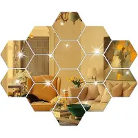 OEM 12 panneaux décoratifs adhésifs en forme de miroir, éléments en plastique amovibles, décoration murale pour le salon et la salle de bains
