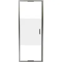 Luca Varess Vidor In porte pivotante 80 cm x 190 cm verre transparent avec bande matte chrome profil brillant