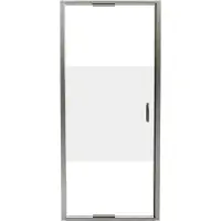 Luca Varess Vidor In porte pivotante 90 cm x 190 cm verre transparent avec bande matte chrome profil brillant